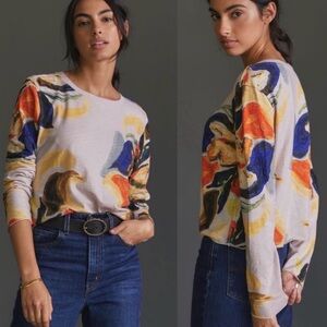 Anthropologie Multicolor Abstract Long Sleeve Tee
